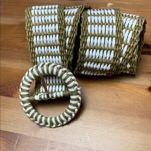 Unbranded Woven Belt, Olive Green & White, 40” long